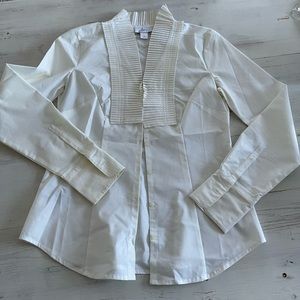 Ann Taylor loft size 4 blouse button up shirt office work white collared